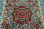 6x8 Gray and Light Blue Turkish Tribal Rug