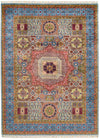 6x8 Multicolor and Blue Turkish Tribal Rug