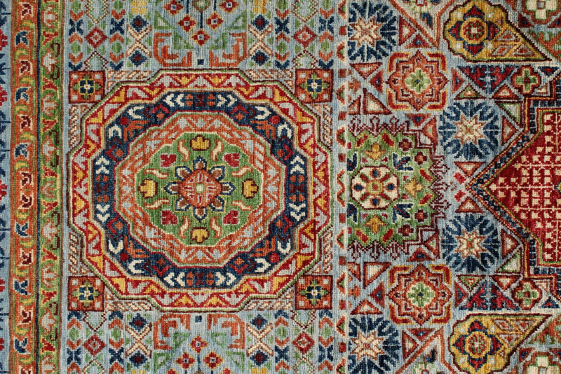 6x8 Multicolor and Blue Turkish Tribal Rug