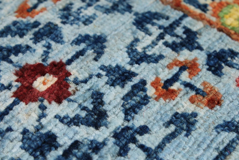 6x8 Multicolor and Blue Turkish Tribal Rug