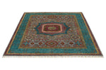 5x7 Light Gray and Turquoıse Turkish Tribal Rug