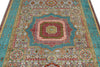 5x7 Light Gray and Turquoıse Turkish Tribal Rug