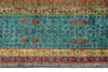 5x7 Light Gray and Turquoıse Turkish Tribal Rug