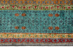 5x7 Light Gray and Turquoıse Turkish Tribal Rug