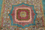 5x7 Light Gray and Turquoıse Turkish Tribal Rug