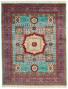 5x6 Turquoıse and Purple Turkish Tribal Rug