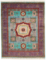 5x6 Turquoıse and Purple Turkish Tribal Rug