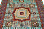 5x6 Turquoıse and Purple Turkish Tribal Rug