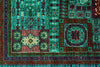 6x8 Green and Navy Turkish Tribal Rug