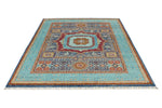 6x8 Blue and Turquoıse Turkish Tribal Rug