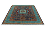 6x8 Blue and Turquoıse Turkish Tribal Rug