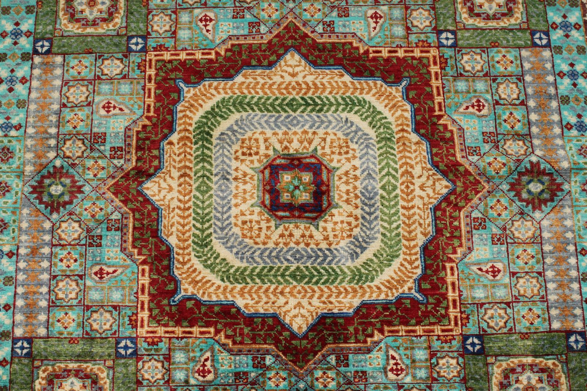 5x6 Turquoıse and Gray Turkish Tribal Rug