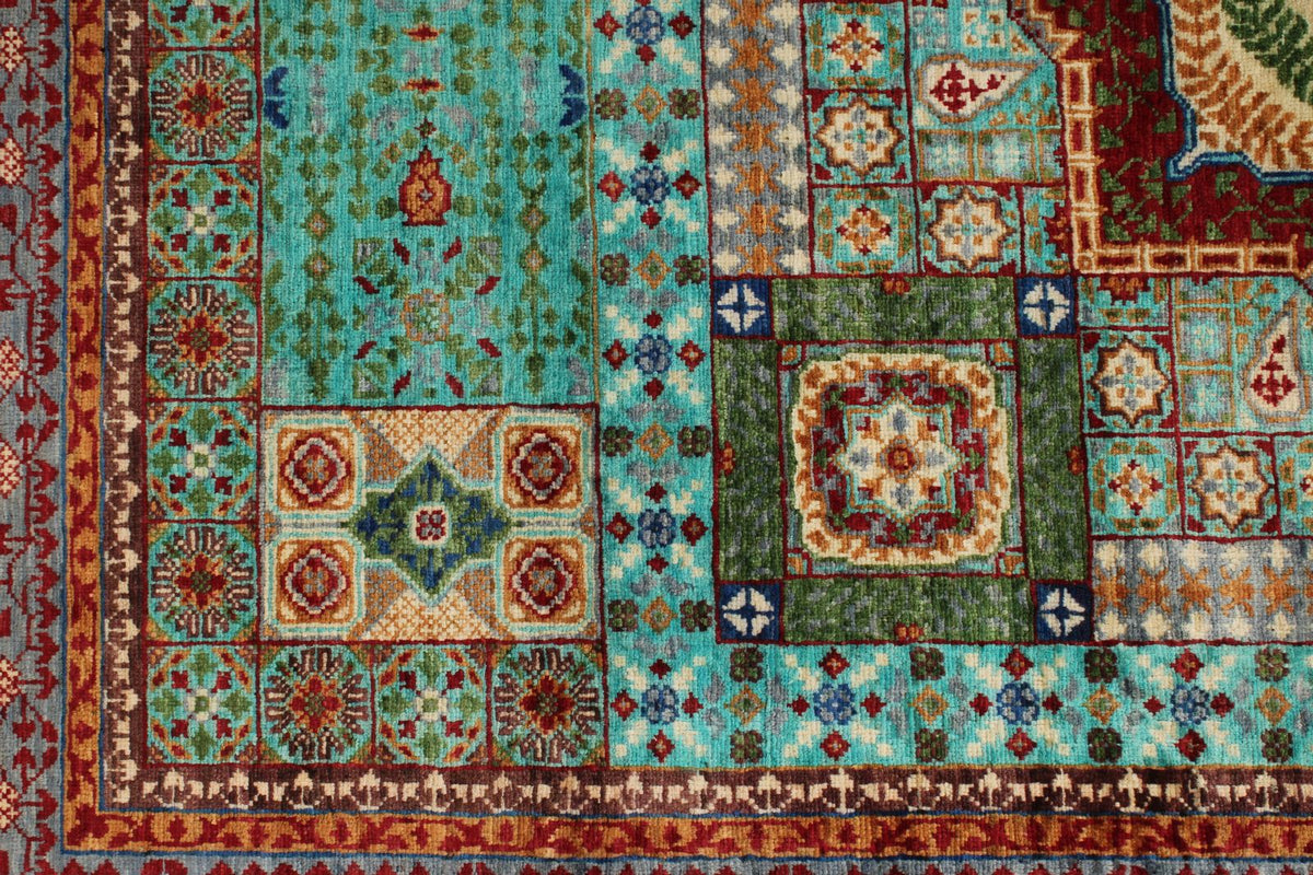 5x6 Turquoıse and Gray Turkish Tribal Rug