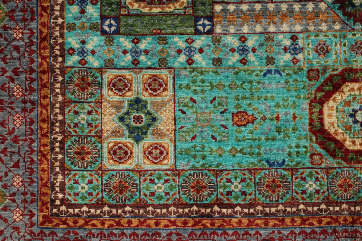 5x6 Turquoıse and Gray Turkish Tribal Rug