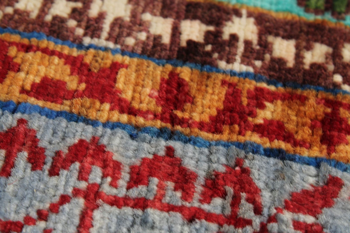 5x6 Turquoıse and Gray Turkish Tribal Rug