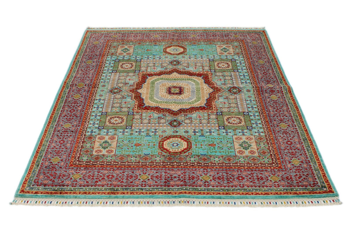 5x6 Turquoıse and Gray Turkish Tribal Rug
