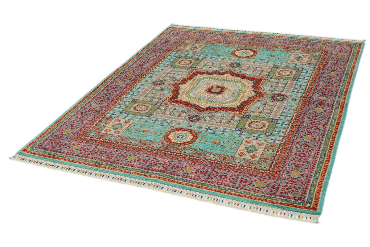 5x6 Turquoıse and Gray Turkish Tribal Rug