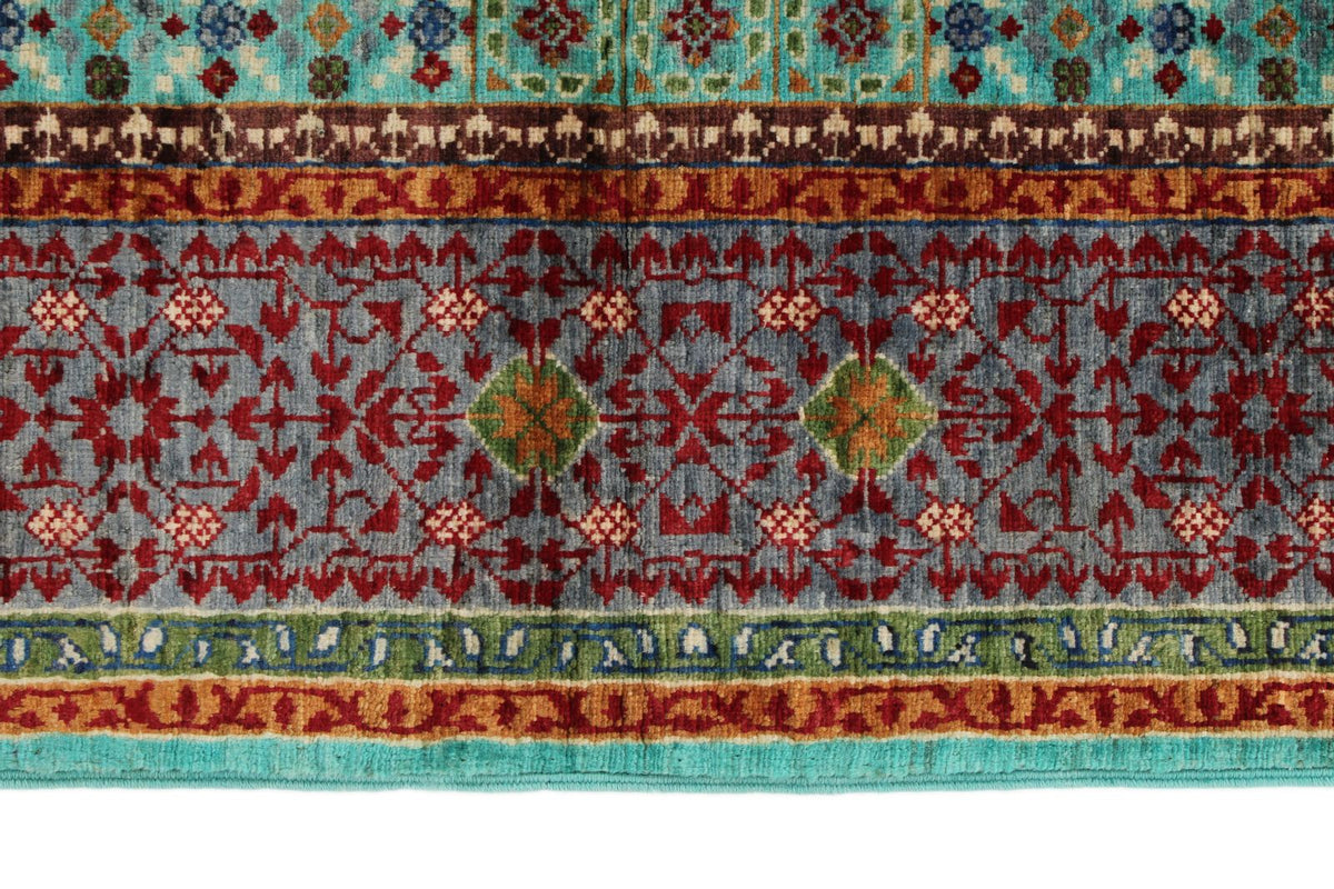 5x6 Turquoıse and Gray Turkish Tribal Rug