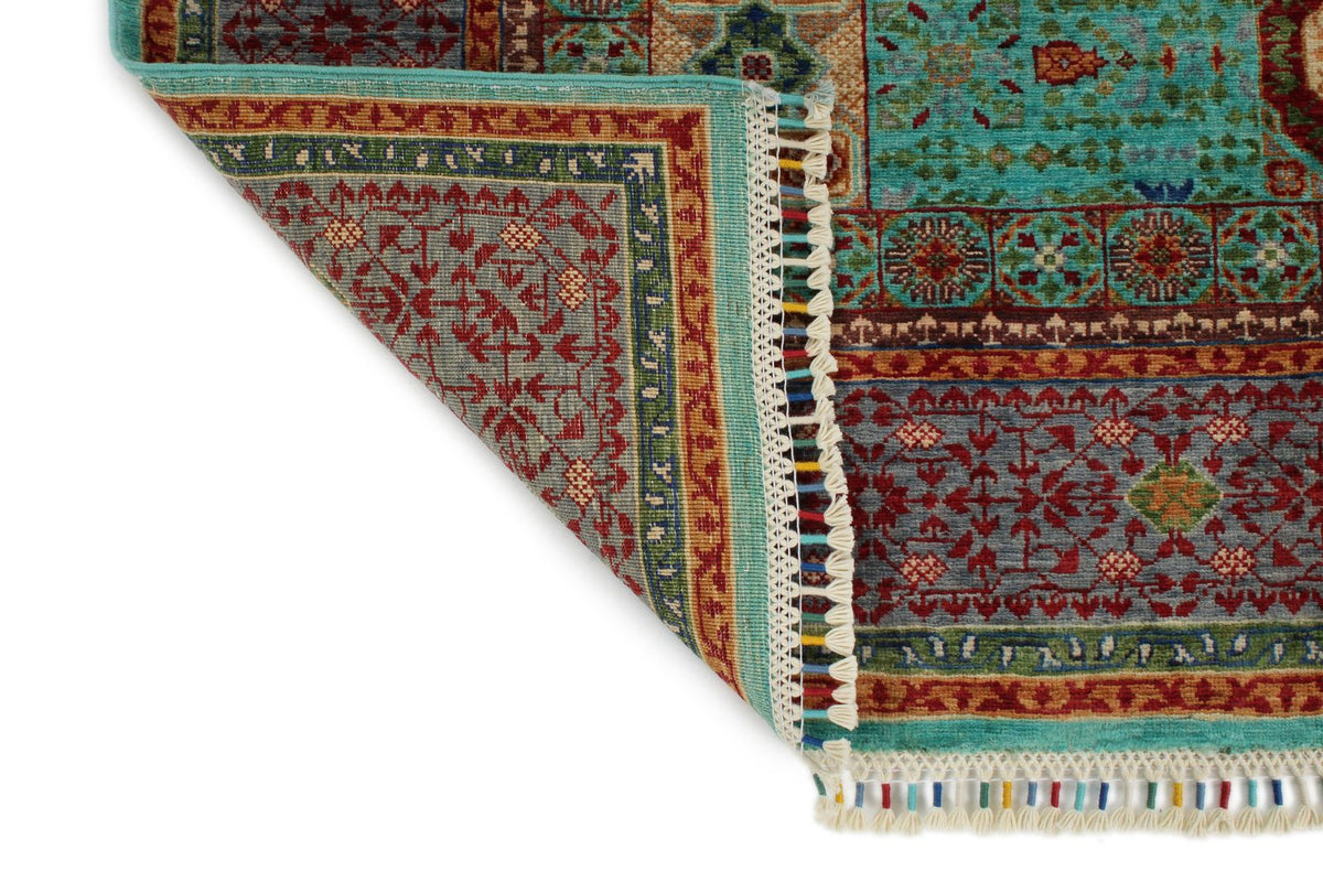 5x6 Turquoıse and Gray Turkish Tribal Rug