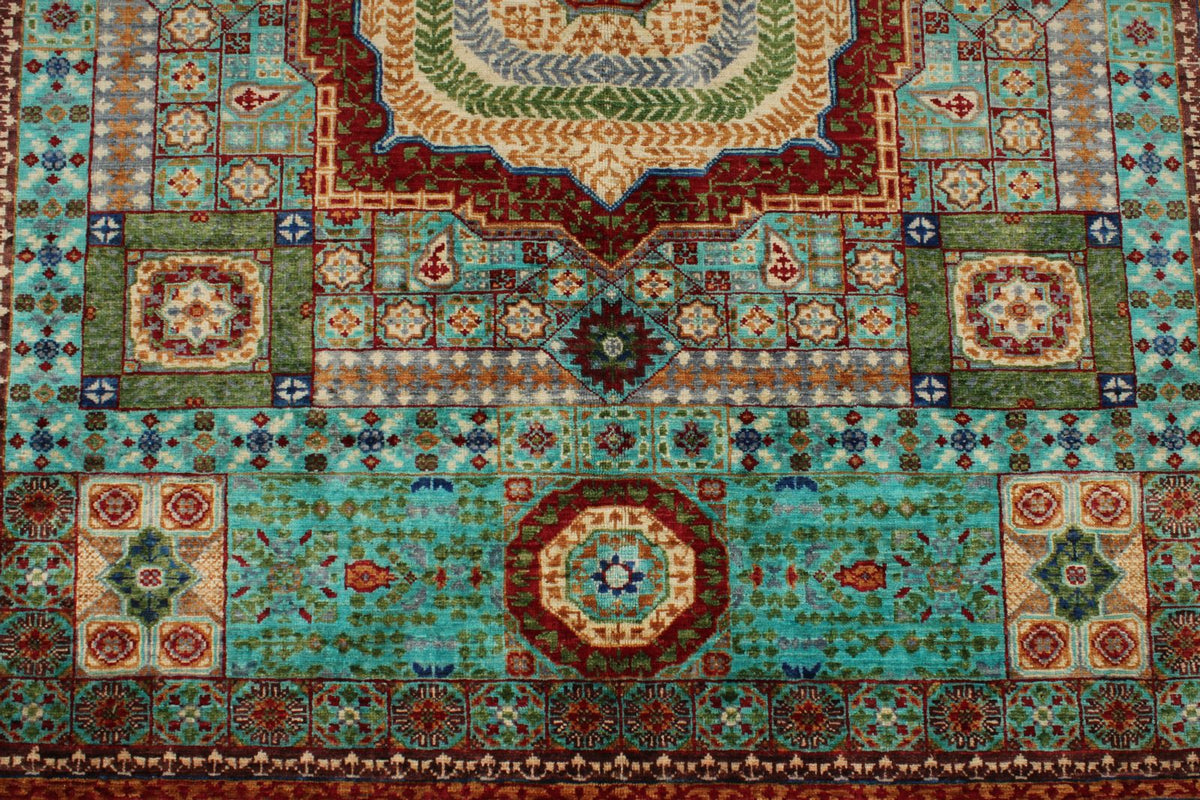5x6 Turquoıse and Gray Turkish Tribal Rug