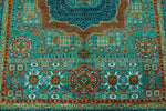 5x7 Turquoıse and Blue Turkish Tribal Rug