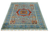 4x6 Blue and Multicolor Turkish Tribal Rug