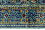 4x6 Blue and Multicolor Turkish Tribal Rug