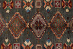 9x12 Brown and Ivory Kazak Tribal Rug