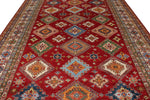 9x13 Red and Ivory Kazak Tribal Rug