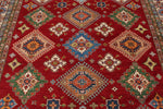 9x13 Red and Ivory Kazak Tribal Rug