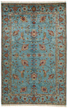 7x10 Light Blue and Multicolor Turkish Tribal Rug