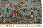 7x10 Light Blue and Multicolor Turkish Tribal Rug