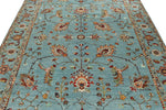 7x10 Light Blue and Multicolor Turkish Tribal Rug