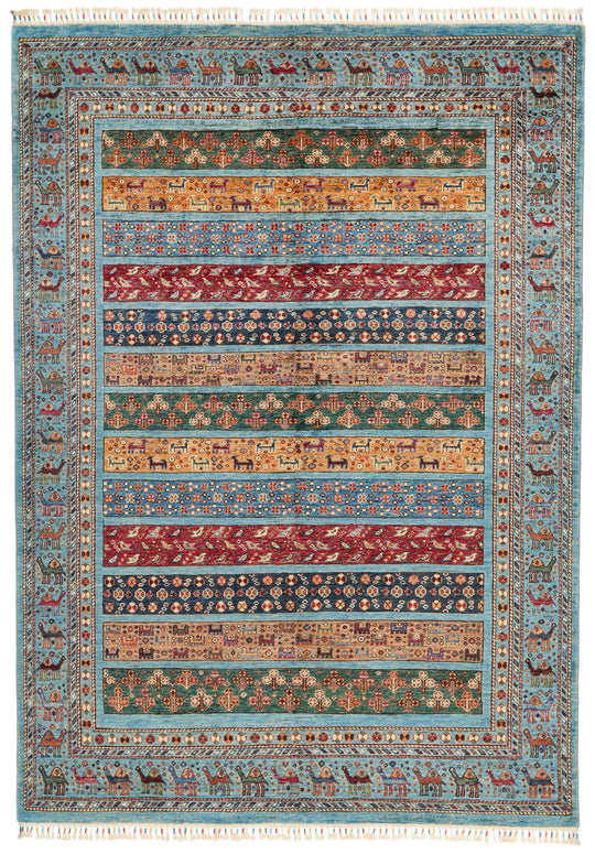 6x8 Mustard and Multicolor Tribal Rug
