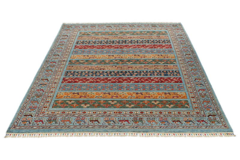 6x8 Mustard and Multicolor Tribal Rug