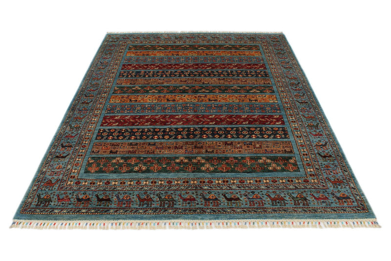 6x8 Mustard and Multicolor Tribal Rug