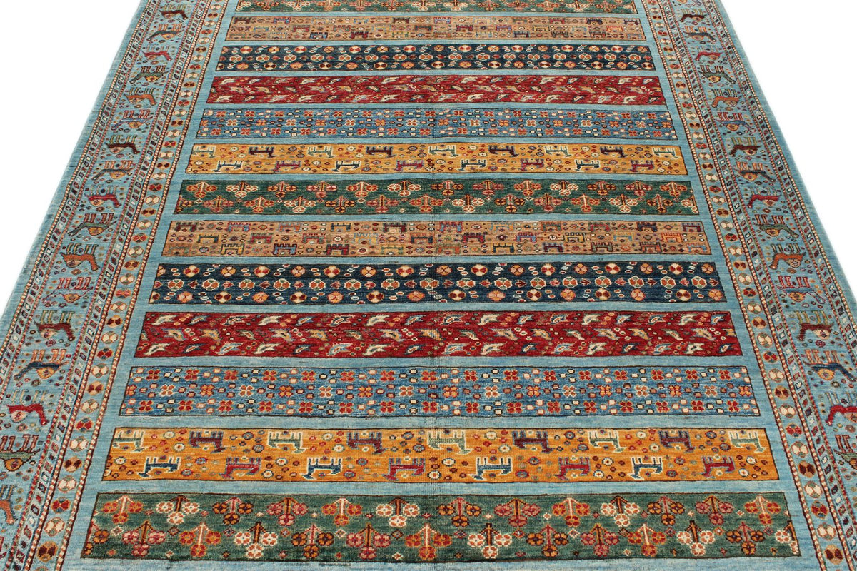 6x8 Mustard and Multicolor Tribal Rug