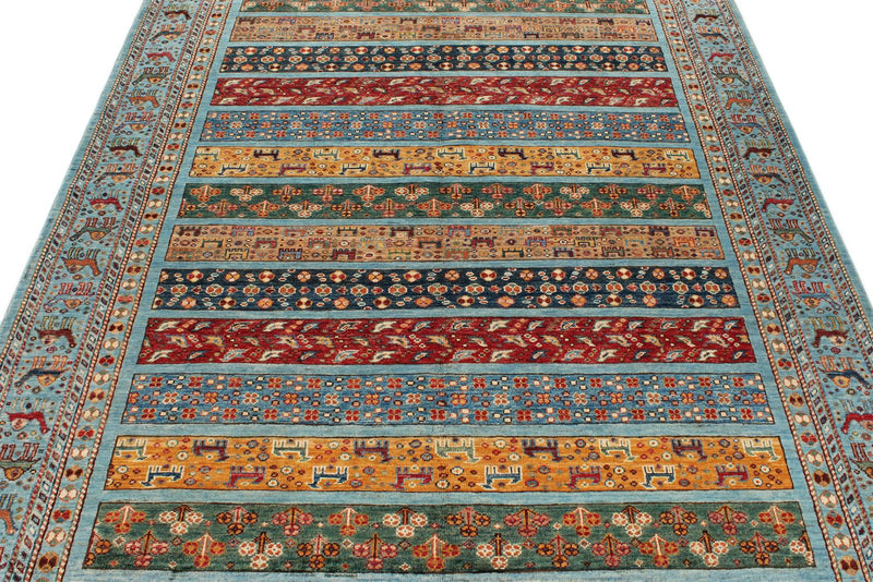 6x8 Mustard and Multicolor Tribal Rug