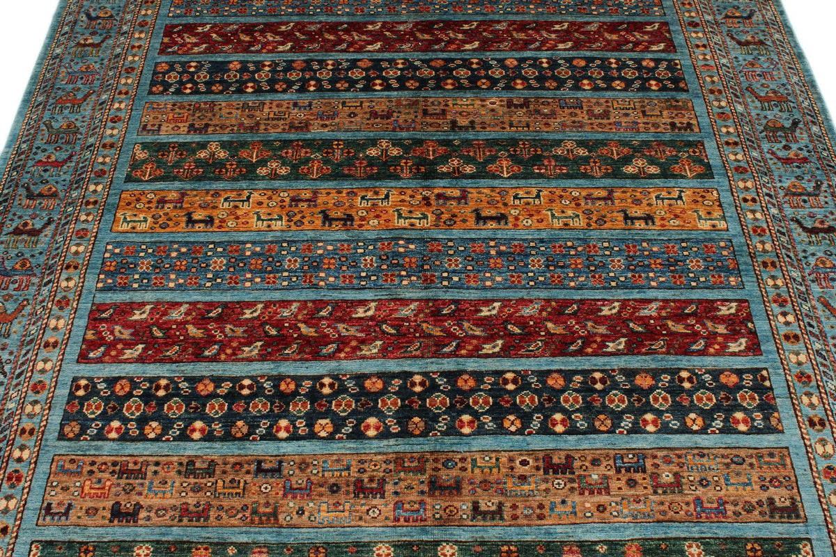6x8 Mustard and Multicolor Tribal Rug