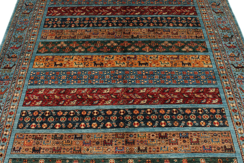 6x8 Mustard and Multicolor Tribal Rug