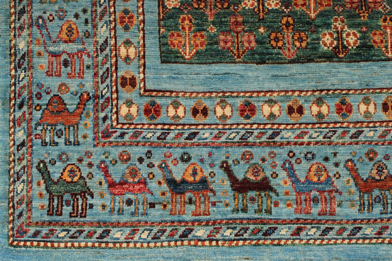 6x8 Mustard and Multicolor Tribal Rug