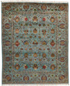 8x10 Light Blue and Multicolor Turkish Tribal Rug