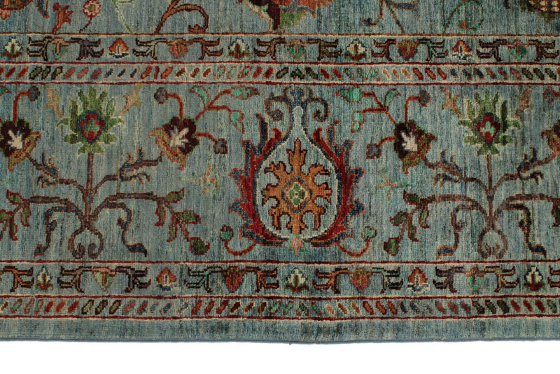 8x10 Light Blue and Multicolor Turkish Tribal Rug