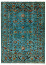 6x8 Blue and Multicolor Tribal Rug