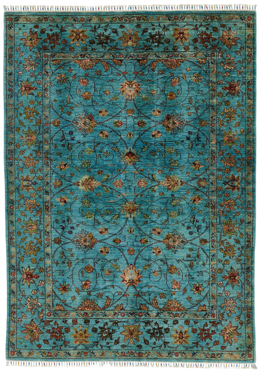 6x8 Blue and Multicolor Tribal Rug
