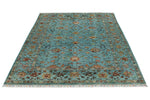 6x8 Blue and Multicolor Tribal Rug