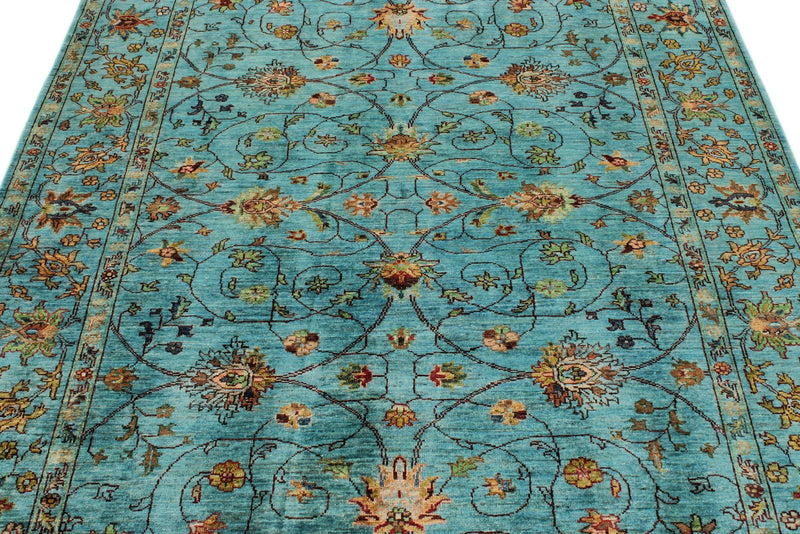 6x8 Blue and Multicolor Tribal Rug