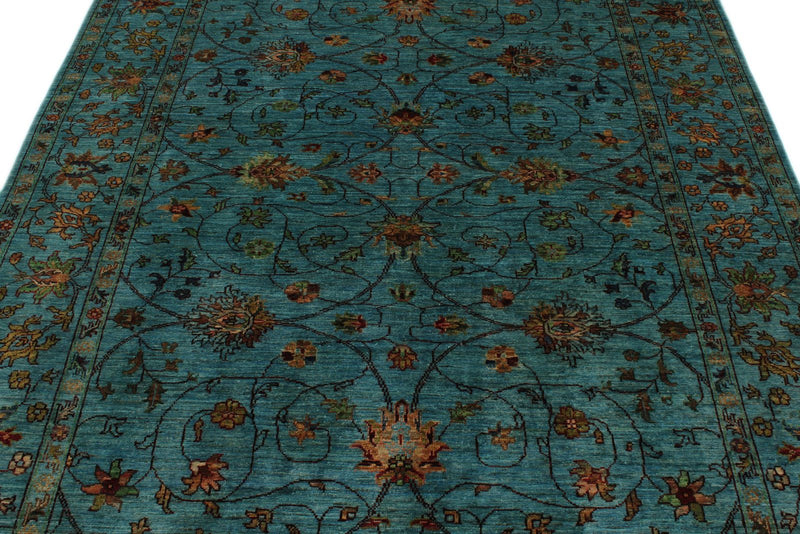 6x8 Blue and Multicolor Tribal Rug