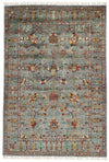 6x8 Gray and Multicolor Turkish Tribal Rug