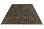 6x8 Gray and Multicolor Turkish Tribal Rug
